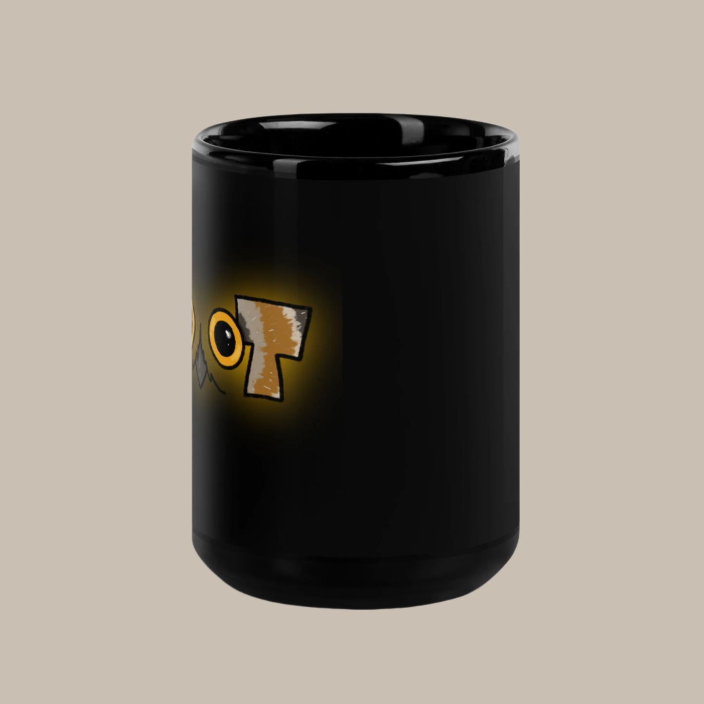 G) HOOT - Black Glossy Mug