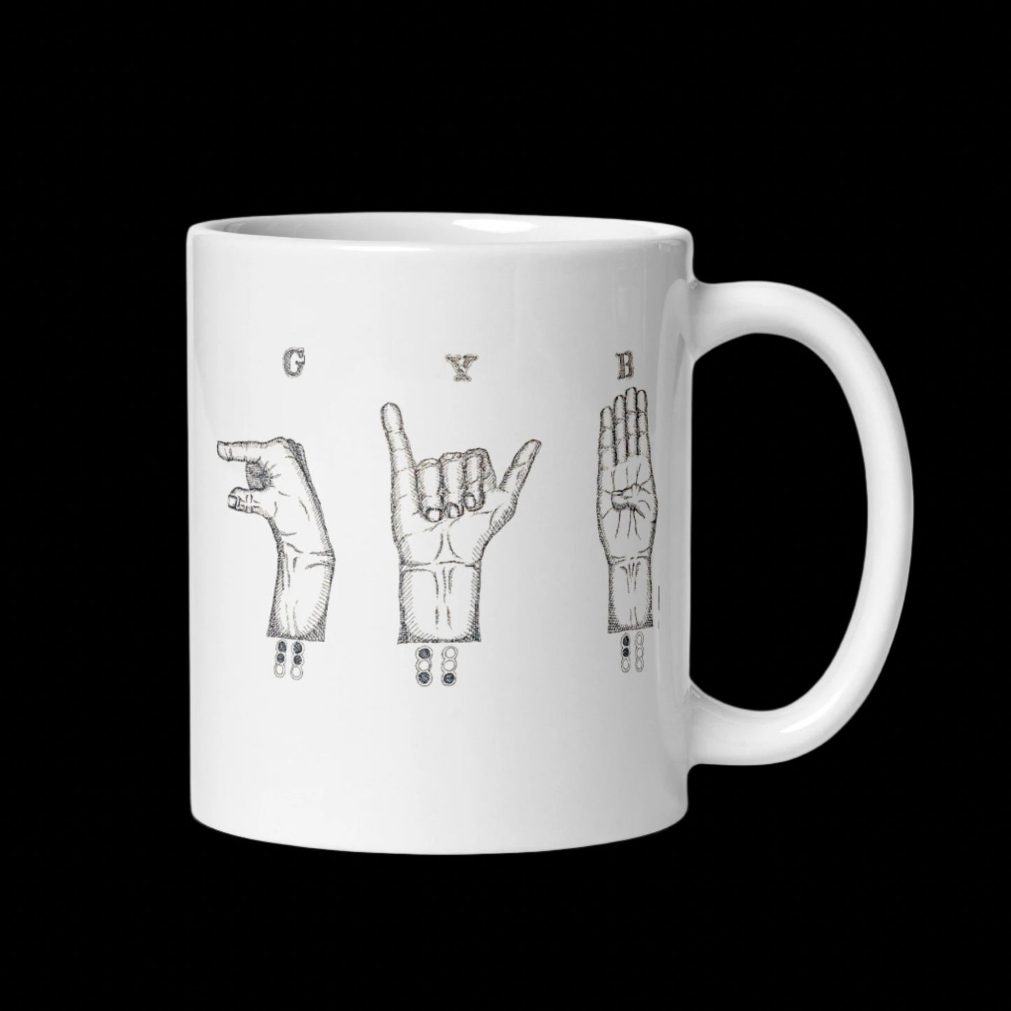 B) Universal Language - GYB - White glossy mug