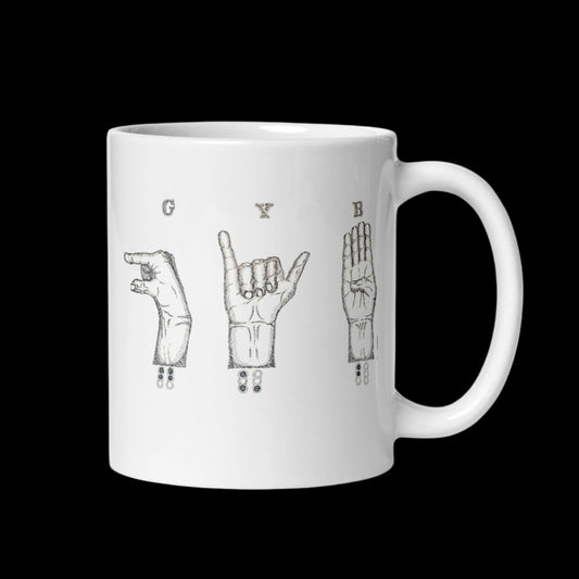 B) Universal Language - GYB - White glossy mug